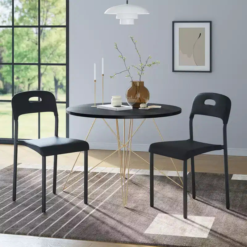 Chaises empilables en plastique avec pieds en métal - Dossier ergonomique, chaises de salle à manger résistantes aux taches pour cuisine, bureau, salon et extérieur
