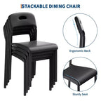 Chaises empilables en plastique avec pieds en métal - Dossier ergonomique, chaises de salle à manger résistantes aux taches pour cuisine, bureau, salon et extérieur