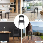 Chaises empilables en plastique avec pieds en métal - Dossier ergonomique, chaises de salle à manger résistantes aux taches pour cuisine, bureau, salon et extérieur