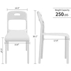Chaises empilables en plastique avec pieds en métal - Dossier ergonomique, chaises de salle à manger résistantes aux taches pour cuisine, bureau, salon et extérieur