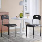 Plastic Stackable Chairs with Metal Legs - Ergonomic Back,Stain-Resistant Dining Chairs for Kitchen, Office, Living Room & Outdoor