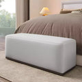 TUYOHW 47.7L Fully-Upholstered Ottoman Bench,Elegant End-of-Bed Bench for Bedroom & Living Room,Rectangular Entryway Bench with Sturdy Base,White