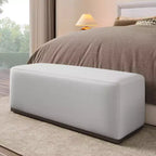 TUYOHW 47.7L Fully-Upholstered Ottoman Bench,Elegant End-of-Bed Bench for Bedroom & Living Room,Rectangular Entryway Bench with Sturdy Base,White