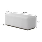 Banc de rangement ottoman entièrement rembourré de 47,7 L, banc élégant pour le pied du lit dans la chambre et le salon, banc d'entrée rectangulaire avec base robuste, blanc