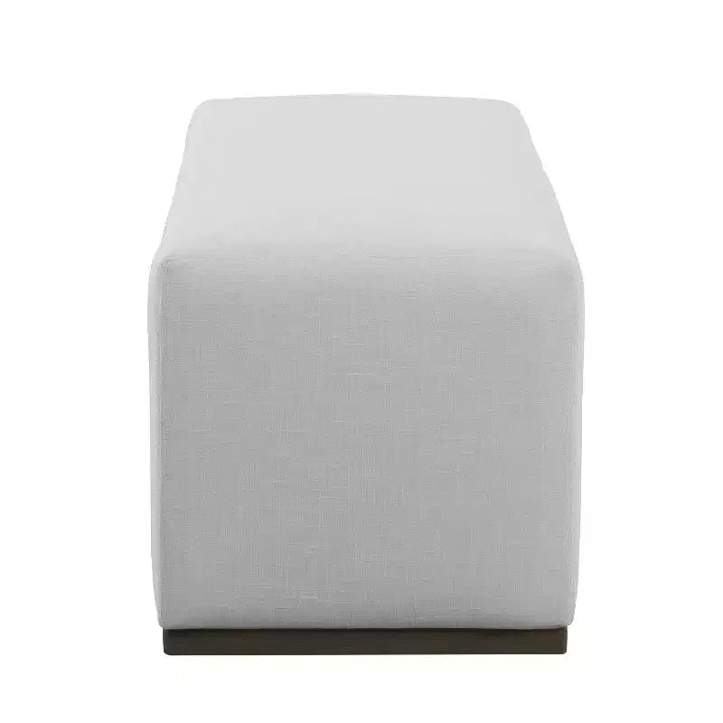 Banc de rangement ottoman entièrement rembourré de 47,7 L, banc élégant pour le pied du lit dans la chambre et le salon, banc d'entrée rectangulaire avec base robuste, blanc