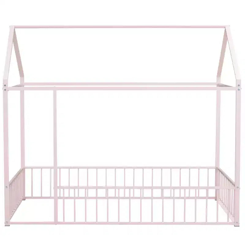 Cadre de lit en métal double avec clôture, cadre de lit bas pour enfants et adolescents