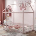 Bellemave Twin Metal House Bed Frame with Fence, Low Profile Kids & Teen Bed Frame,