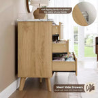 Commode à 6 tiroirs cannelés, 120 cm de large avec profil incurvé, organisateur de tiroir en bois, commode moderne pour chambre à coucher, salon