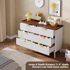 Commode à 6 tiroirs cannelés, 120 cm de large avec profil incurvé, organisateur de tiroir en bois, commode moderne pour chambre à coucher, salon