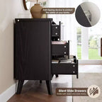 Commode à 6 tiroirs cannelés, 120 cm de large avec profil incurvé, organisateur de tiroir en bois, commode moderne pour chambre à coucher, salon