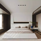 MAYEERTY King Size Upholstered Platform Bed with Special Shaped Velvet Headboard,Metal & Solid Frame Beige
