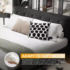 Lit Cadre de lit Capitonnée avec Tête de lit Extra Large et Oreiller Nuage Ultra Doux, Lit Plateforme en Chenille avec Métal et Bois Noir
