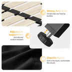 Lit Cadre de lit Capitonnée avec Tête de lit Extra Large et Oreiller Nuage Ultra Doux, Lit Plateforme en Chenille avec Métal et Bois Noir