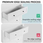 Commode 5 tiroirs de style campagnard avec poignées dorées, Armoire haute de rangement pour chambre ou salon, Blanc