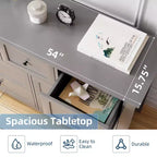 Commode à 7 tiroirs pour chambre à coucher, commode en bois de 54 po de largeur avec poignées métalliques, meuble TV, organisateur de rangement de vêtements pour chambre à coucher, couloir