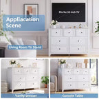 Commode à 7 tiroirs pour chambre à coucher, commode en bois de 54 po de largeur avec poignées métalliques, meuble TV, organisateur de rangement de vêtements pour chambre à coucher, couloir