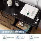 Commode à 7 tiroirs pour chambre à coucher, commode en bois de 54 po de largeur avec poignées métalliques, meuble TV, organisateur de rangement de vêtements pour chambre à coucher, couloir
