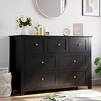 7 Drawer Dresser for Bedroom, 54W Wooden Chest of Drawers with Metal Knobs, Dresser TV Stand, Clothes Storage Organizer for Bedroom,Hallway
