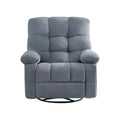 HomeRoots 39 Blue Tufted Chenille Heated Massage Swivel Rocker Recliner With USB