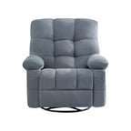 HomeRoots 39 Blue Tufted Chenille Heated Massage Swivel Rocker Recliner With USB