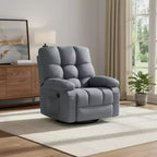 Fauteuil inclinable et pivotant massant et chauffant en chenille touffetée bleue avec USB