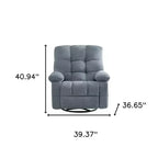 Fauteuil inclinable et pivotant massant et chauffant en chenille touffetée bleue avec USB