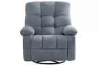 Fauteuil inclinable et pivotant massant et chauffant en chenille touffetée bleue avec USB