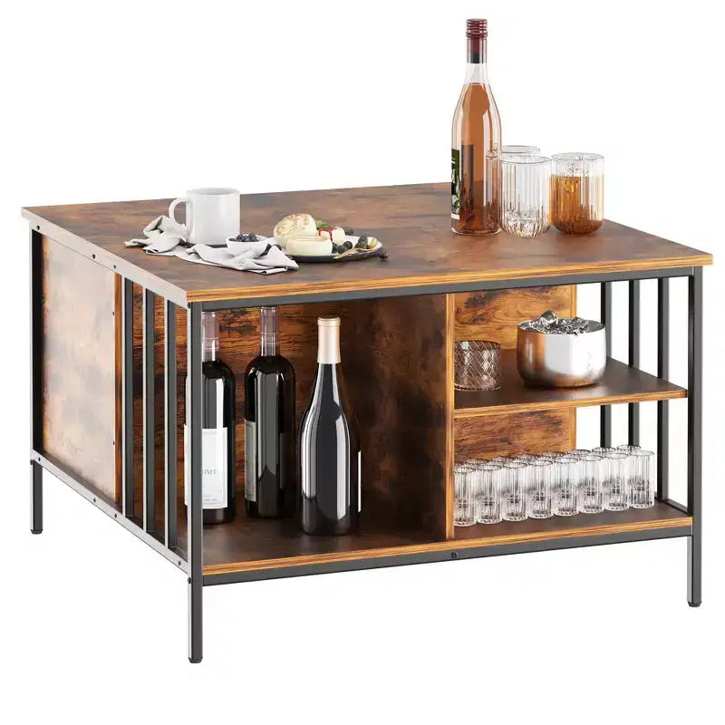 Table basse de salon relevable, 81 cm de haut, à hauteur réglable (51,6-65 cm) avec compartiment caché et 3 étagères, capacité de 50 kg