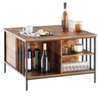 Table basse de salon relevable, 81 cm de haut, à hauteur réglable (51,6-65 cm) avec compartiment caché et 3 étagères, capacité de 50 kg