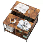 Table basse de salon relevable, 81 cm de haut, à hauteur réglable (51,6-65 cm) avec compartiment caché et 3 étagères, capacité de 50 kg