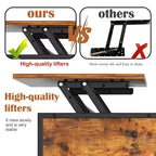 Table basse de salon relevable, 81 cm de haut, à hauteur réglable (51,6-65 cm) avec compartiment caché et 3 étagères, capacité de 50 kg