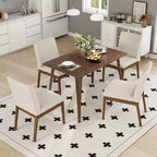 Ensemble de salle à manger moderne 5 pièces pour 4 personnes, table de cuisine à cadre en bois massif avec 4 chaises de salle à manger rembourrées pour salle à manger ou cuisine - Panipeachy