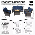 Ensemble d'extérieur premium 7 pièces UPTIOT avec table brasero 2-en-1, canapé 3 places, 2 fauteuils pivotants et banquette double