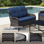 Ensemble d'extérieur premium 7 pièces UPTIOT avec table brasero 2-en-1, canapé 3 places, 2 fauteuils pivotants et banquette double