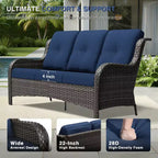 Ensemble d'extérieur premium 7 pièces UPTIOT avec table brasero 2-en-1, canapé 3 places, 2 fauteuils pivotants et banquette double