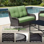 Ensemble d'extérieur premium 7 pièces UPTIOT avec table brasero 2-en-1, canapé 3 places, 2 fauteuils pivotants et banquette double