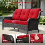 Ensemble d'extérieur premium 7 pièces UPTIOT avec table brasero 2-en-1, canapé 3 places, 2 fauteuils pivotants et banquette double