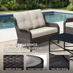 Ensemble d'extérieur premium 7 pièces UPTIOT avec table brasero 2-en-1, canapé 3 places, 2 fauteuils pivotants et banquette double