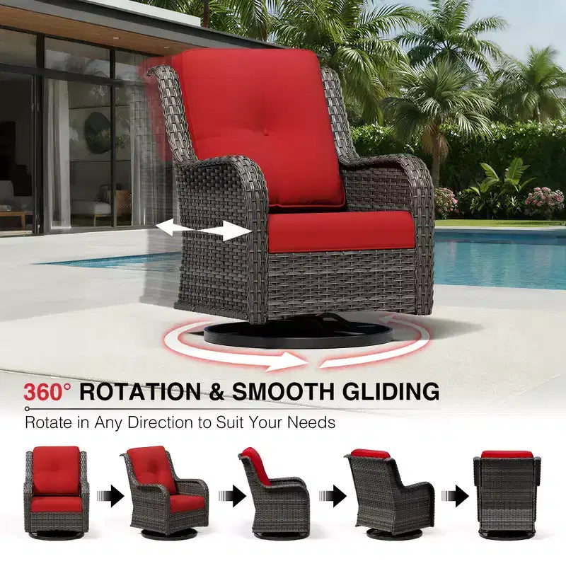 Ensemble d'extérieur premium 7 pièces UPTIOT avec table brasero 2-en-1, canapé 3 places, 2 fauteuils pivotants et banquette double