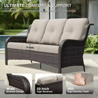 Ensemble d'extérieur premium 7 pièces UPTIOT avec table brasero 2-en-1, canapé 3 places, 2 fauteuils pivotants et banquette double