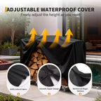 Support de rangement extérieur pour bois de chauffage, support de bûches en acier robuste avec housse imperméable, support de pile de bois pour cheminée, patio, balcon, jardin