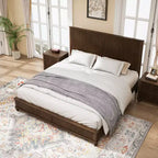 Ensemble de chambre à coucher 3 pièces, lit queen/king size et 2 tables de chevet cannelées avec tiroirs de rangement - ModernLuxe