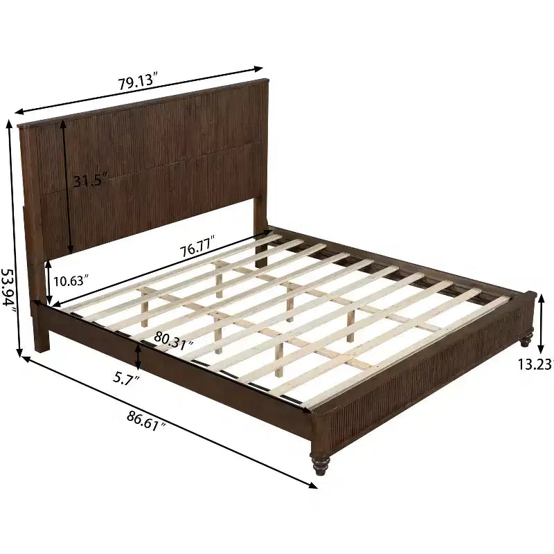 Ensemble de chambre à coucher 3 pièces, lit queen/king size et 2 tables de chevet cannelées avec tiroirs de rangement - ModernLuxe