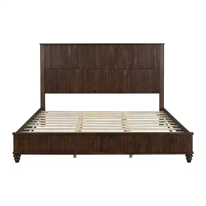 Ensemble de chambre à coucher 3 pièces, lit queen/king size et 2 tables de chevet cannelées avec tiroirs de rangement - ModernLuxe