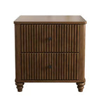 Ensemble de chambre à coucher 3 pièces, lit queen/king size et 2 tables de chevet cannelées avec tiroirs de rangement - ModernLuxe