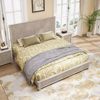Ensemble de chambre à coucher 3 pièces, lit queen/king size et 2 tables de chevet cannelées avec tiroirs de rangement - ModernLuxe