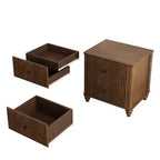 Ensemble de chambre à coucher 3 pièces, lit queen/king size et 2 tables de chevet cannelées avec tiroirs de rangement - ModernLuxe