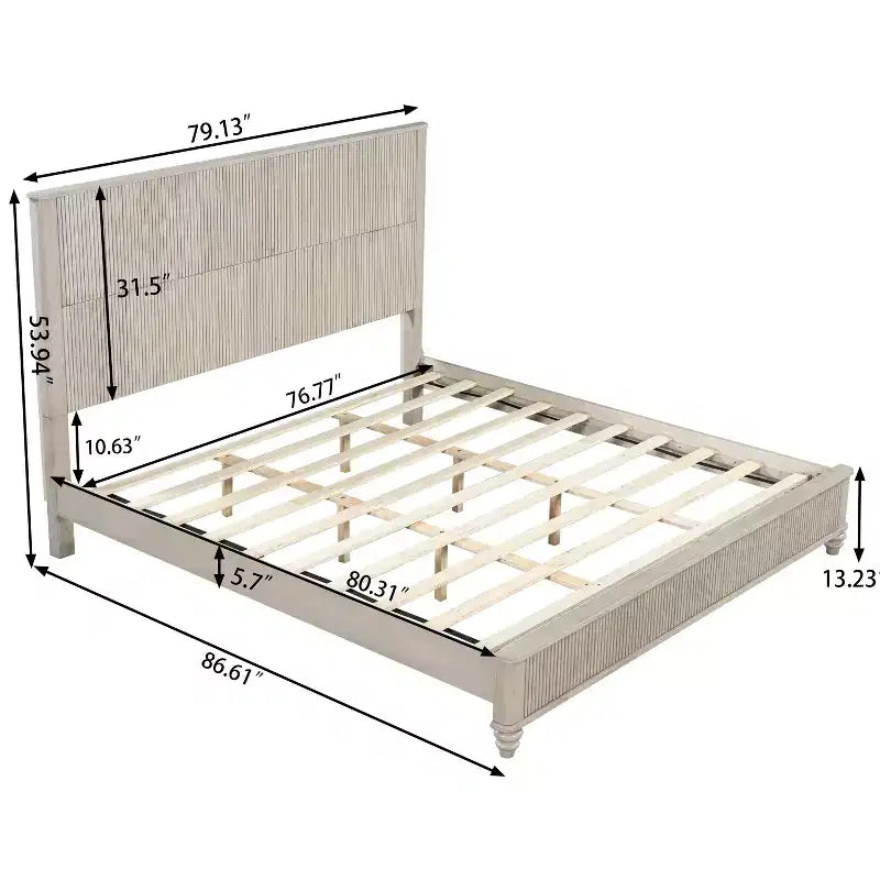 Ensemble de chambre à coucher 3 pièces, lit queen/king size et 2 tables de chevet cannelées avec tiroirs de rangement - ModernLuxe