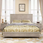 3-Piece Bedroom Set, Queen/King Size Bed Frame & 2 Fluted Nightstands with Storage Drawers - ModernLuxe