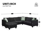 Ensemble de canapé modulaire GDFStudio Harrison moderne en tissu 112 places avec pouf ottoman